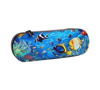 ttyuac Tropical Fish Coral Undersea World Print Pencil Case, Hardshell Faux Leather Stationery Pouch Aesthetic Pencil Case for Stationery, Toiletries, Makeup, Travel, Office Supplies