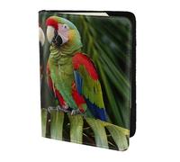 ttyuac Two Parrots on Green Palm Tree Print Passport Holder 5.5 Inch, PU Leather Passport Cover for Travel, Airplane, Train & Holiday Adventures for Women Men Travelling Essentials