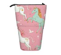 ttyuac Unicorns Pink Print Pencil Case, Expandable Pencil Case Portable Pen Case for Stationery Storage, Pencil Bags with Practical Zip Simple Cosmetic Storage Bags Makeup Bag