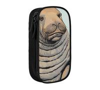 ttyuac Walrus Art Print Pencil Case, Large Capacity 2 Compartment Dual Zips Pouch, Premium Oxford Fabric Aesthetic Pencil case Stationery Organizer for Boys Girls Supplies Makeup Bag