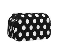 ttyuac White Dot Pattern Print Pencil Case, Double-Layer Big Pencil Pouch Bag, Stationery Pen Case Office Stationery Organizer Multifunctional Pencil Bag Pen Marker Case