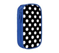 ttyuac White Dot Pattern Print Pencil Case, Large Capacity 2 Compartment Dual Zips Pouch, Aesthetic Pencil case Stationery Organizer for Boys Girls Supplies Makeup Bag, Blue