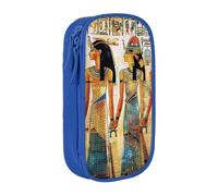 ttyuac Women in Ancient Egypt Print Pencil Case, Large Capacity 2 Compartment Dual Zips Pouch, Aesthetic Pencil case Stationery Organizer for Boys Girls Supplies Makeup Bag, Blue