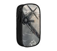 ttyuac World War 2 Aircraft Airplane Print Pencil Case, Large Capacity 2 Compartment Dual Zips Pouch, Aesthetic Pencil case Stationery Organizer for Boys Girls Supplies Makeup Bag