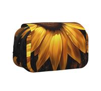 ttyuac Yellow Sunflower Floral Print Pencil Case, Double-Layer Big Pencil Pouch Bag, Stationery Pen Case Office Stationery Organizer Multifunctional Pencil Bag Pen Marker Case