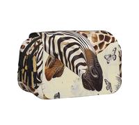 ttyuac Zebra and Giraffe Print Pencil Case, Double-Layer Big Pencil Pouch Bag, Stationery Pen Case Office Stationery Organizer Multifunctional Pencil Bag Pen Marker Case