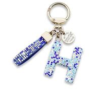 TTYY Initial Letter Keychain Gift for Women Girls Cute keyring for Backpack, Blue-h, 10.5 x 3.7 x 1.8 cm