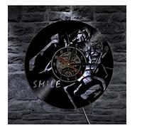 TTZSE 1 Piece Joker Smile Wall Clock Vinyl Get Photo Led Backlight Lp Vintage Home Decor Handmade Gift For Photographer 12 Inch