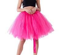 Tu Tu Skirt for Women Womens Pleated Short Skirt Adult Tutu Dancing Skirt Plus Size Jean Skirt 3X (Hot Pink, One Size)