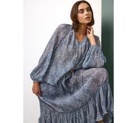 Tu x Morris & Co. Light Blue Chiffon Marigold Printed Co-ord Blouse with Tie neck 12