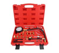 TU114 Fuel Pressure Gauge Professional Petrol Fuel Injection Pump Diagnostic Tool Kit with Copper Adapters Safety Valves for Automotive Mechanics 90mm Dual Scale Gauge