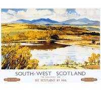 TU18 Vintage South West Scotland Galloway Travel Railway Poster Re-Print - A4 (297 x 210mm) 11.7" x 8.3"