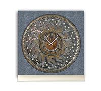 TU3786 DIXTIME Table Clock 30 cm x 30 cm with Aluminium Stand Antique Design Bronze Artefact Astro Stars Silent Quartz Movement Wall Clock