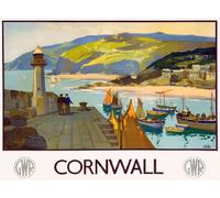 TU80 Vintage GWR Cornwall Great Western Railway Travel Poster Re-Print - A2+ (610 x 432mm) 24" x 17"