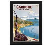 TU99 Vintage 1930's Italian Italy Gardone Lake Garda Travel Framed Poster Re-Print - A3