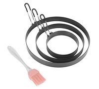 Tuabyem Non Stick Egg Rings,4 In&6 In&8 in Pancake Rings,Fried Egg Poacher Egg Cooking Mold with Oil Brush for Egg Omelet Muffin