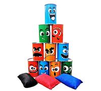 TUAHOO Bean Bag Toss Game for Kids Adults, Knock Down Tin Can Alley Game - Indooor Outdoor Throwing Toy, Carnival Game for Holiday, Birthday Party Fun