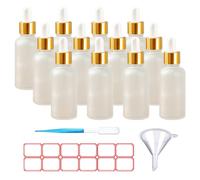 TUAKIMCE 12PC 30ml Clear Glass Dropper Bottles, Refillable Sample Container Frosted Dropper Bottles for Storage Essential Oils, Perfumes, Cosmetics Empty Eye Dropper Bottle with Pipettes