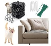 TUAKIMCE 20Pcs Anti Cat Spikes 15.3 * 20cm, Plastic Cat Scat Mat with Spikes, Cat Deterrent Spikes Cat Scat Mat, Digging Stopper Spikes Mats with 8 U-shaped Pegs for Garden, Fence