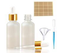 TUAKIMCE 2PC 30ml Frosted Clear Glass Dropper Bottles Refillable Sample Container dropper Bottles for Storage Essential Oils, Perfumes, Cosmetics Empty Eye dropper Bottle with Pipettes