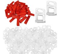 TUAKIMCE 600PCS Tile Leveling System 2mm Set, 500 x Tile Spacer Clips + 100 x Reusable Wedges,Tiles Spacers Clips Levelling System Tile Installation Tool for Stones and Floors