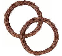 TUAKIMCE Natural Grapevine Wreath 2 PCS 30 CM Spring Wreath for Front Door Vine Rattan Wreath for DIY Craft Front Door Wall Decor Easter Christmas Halloween Wreath Wedding Party Decor