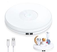 Tuanse 10 Inch Electric Motorized Rotating Turntable Cup Display Stand with LED, 44 lb Centric Loading for Table, 360 Degree Product Display Stand for Shop Jewelry Photography Video(White)