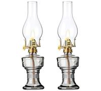 Tuanse 2 Pcs Chamber Oil Lamps for Indoor Use Vintage Kerosene Lamp Rustic Hurricane Kerosene Lantern with Adjustable Fire Wick Lighting Oil Lantern for Home Emergency Lighting (Grey)