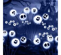Tuanse 4 Pcs Outdoor Halloween Decorations Waterproof Halloween Solar Lights Scary Ghost Lights for Garden Yard Lawn Pathway (White)