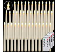 Tuanse 50 Pcs Flameless Taper Candles with Remote Timer and Dimmer Ivory Battery Operated CandleSticks LED Flickering Flameless Candle for Wedding Home Christmas Halloween Party Decor(9.7 Inch)