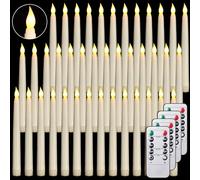 Tuanse 50 Pcs Flameless Taper Candles with Remote Timer and Dimmer Ivory Battery Operated CandleSticks LED Flickering Flameless Candle for Wedding Home Christmas Halloween Party Decor (8.5 Inch)