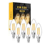 tuare E14 LED Light Bulb, 4W 400 Lumens E14 LED Light Bulb Warm White 2700K, 40W Equivalent SES Small Edison Screw Light Bulbs, CRI 80 Candle Bulb, Non Dimmable - Pack of 6