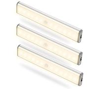 tuare Motion Sensor Light Indoor, 12 LEDs 120LM Bright Closet Light, USB Rechargeable Battery Powered Wardrobe 3 Modes Auto On/Off LED Strip Magnet Under Cupboard - Warm White