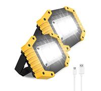 Tuare Rechargeable Work Light 30W 2000LM USB - 3 Lighting Modes, IP65 Portable Floodlight for Garage, Workshop, Camping, Hiking, Father Day Gifts for Him (2 Pack)