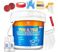 Tub and Tile Refinishing Kit, 1000g Tile Paint Bathtub Paint White for DIY Bathroom Resurfacing, Ceramic / Porcelain Tiles, Glass, Marble Sinks Water Based Waterproof, Scratch Resistant with Tools