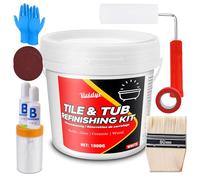 Tub and Tile Refinishing Kit, 1000g Tub Refinishing Kit with Complete Tools and Hardener, Ceramic Tile Paint for Bathtub, Countertop, Sink, Floor, Wall, Kitchen, Gloss White, Waterproof ＆ Voc Free