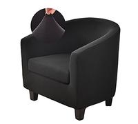 Tub Chair Cover 2 Piece Armchair Slipcovers with Seat Cover Stretch Removable Washable Barrel Chair Covers Furniture Protector for Club Bar Office (Black)