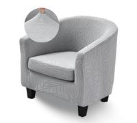 Tub Chair Cover 2 Piece Leaf Armchair Slipcovers with Seat Cover Stretch Removable Washable Barrel Chair Covers Furniture Protector for Club Bar Office (Light Grey)