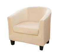 Tub Chair Cover 2 Piece Set - Upgraded 2 IN 1 Design Removable High Stretch Soft Velvet Sofa Couch Arm Bucket Chairs Armchair Seat Covers with Cushion Cover for Dining Living Room Office Reception