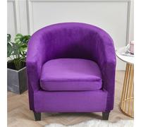 Tub Chair Covers 2 Piece Set - Soft Velvet Tub Chair Cover 2 IN 1 Design Removable Bucket Chair Covers Stretch Armchair Covers with Cushion Cover for Dining Living Room Office Reception (Purple)