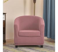 Tub Chair Covers 2 Piece Set Stretch Armchair Slipcovers with Cushion Cover Washable Single Sofa Covers for Club Bar Office 16 Colors (Pink)