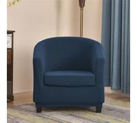 Tub Chair Covers 2 Piece Set Stretch Armchair Slipcovers with Cushion Cover Washable Single Sofa Covers for Club Bar Office 16 Colors (Navy Blue)