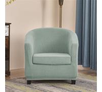 Tub Chair Covers 2 Piece Set Stretch Armchair Slipcovers with Cushion Cover Washable Single Sofa Covers for Club Bar Office 16 Colors (Mint Green)