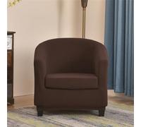 Tub Chair Covers 2 Piece Set Stretch Armchair Slipcovers with Cushion Cover Washable Single Sofa Covers for Club Bar Office 16 Colors (Dark Brown)