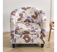 Tub Chair Covers 2 Piece Set - Upgraded 2 IN 1 Design Bucket Chair Covers High Stretch Printed Soft Club Chair Covers Armchair Slipcovers for Dining Living Room Cafe Bar Office Reception (Print 26)