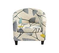 Tub Chair Covers with Cushion, Soft Stretch Spandex Slipcover Furniture Protector with Elastic Bottom for Living Room and Bar Counter - 2 Piece Set