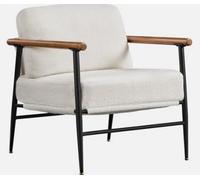Tub Chair, Modern Boucle Accent Chair With Metal Frame, Plush Back Pillow, Ivory