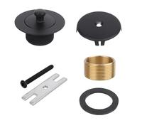Tub Drain and Overflow Kit, Black Universal Bathtub Conversion Kit with Single Hole Overflow Faceplate Tip-Toe Drains Trim Set for Bathtub