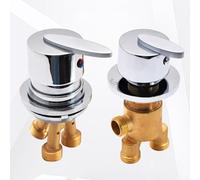 Tub Faucet Mixing Valve, Bathtub Filler Tap Deck Mount, Brass 2-Way Splitter Valve, Ceramic Cartridge, Cold and Hot Water Shower Mixing Faucet, for Shower/Steam Room