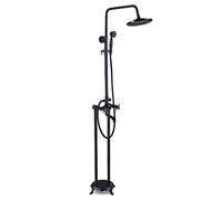 Tub Filler Faucet with Handheld Sprayer, Floor Mounted Shower Faucet Free Standing Tub Mixer Tap Vintage Dual Handle Shower Set